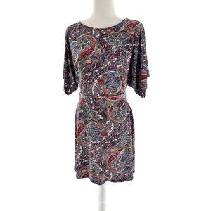 BCBGMAXAZRIA Paisley Tie Waist Dress Womens XS Boho Grannycore Bohemian Holiday